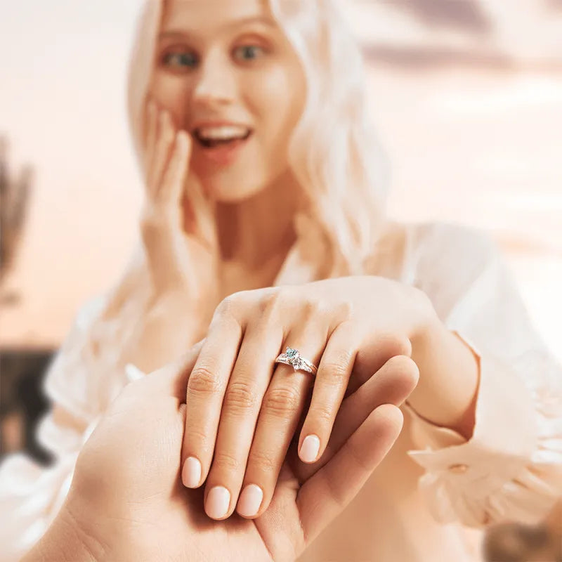 Custom Engraved Names Double Heart Birthstone Silver Promise Ring Wedding Gift Anniversary Gift Birthday Gift Valentines Gift