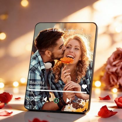 Custom Music Photo Plaque Personalized Full Picture Music Plaque Can Play Songs Gift for Lover Valentines GIft