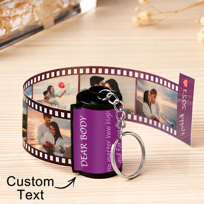 Custom Photo & Text Colorful Roll Film Keychain Camera Keychain with Wood Box Meaningful Gifts For Couples