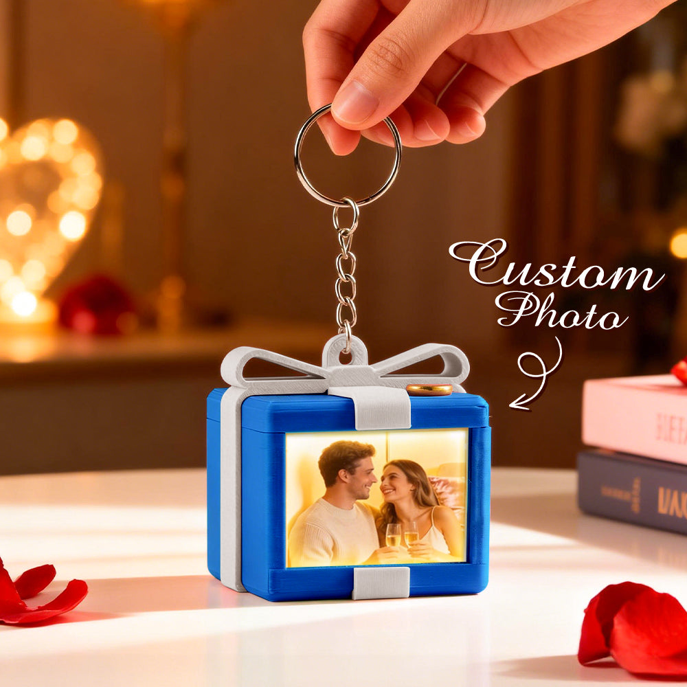 Custom Mirror Lamp Keychain Gift Box Shape Christmas Gift for Couple Valentines Gift