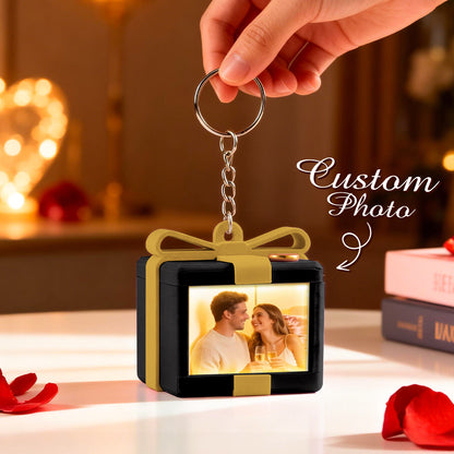 Custom Mirror Lamp Keychain Gift Box Shape Christmas Gift for Couple Valentines Gift
